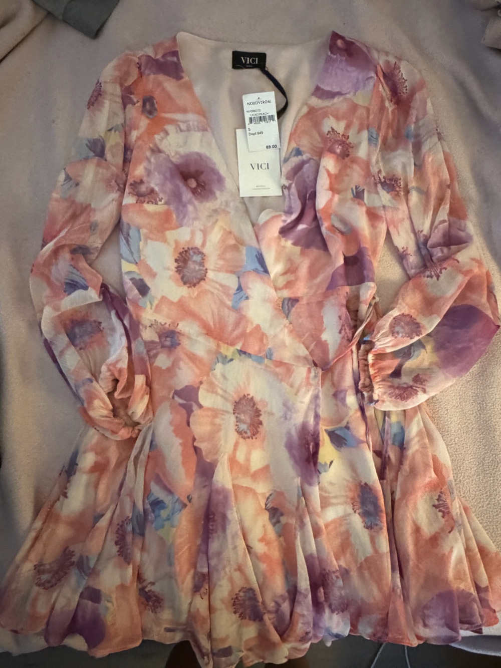 VICI Mini Dress in Peach & Lavender Floral